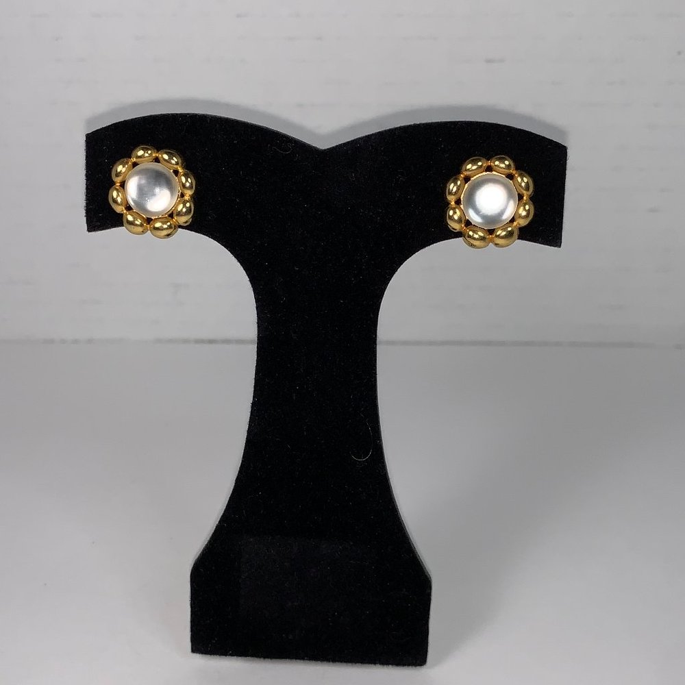 Vintage Liz Claiborne Gold and White Post earrings